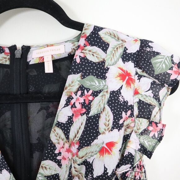 Rebecca Taylor Size 2 Silk Kamea Fleur Mini Dress Floral Print - Picture 4 of 12